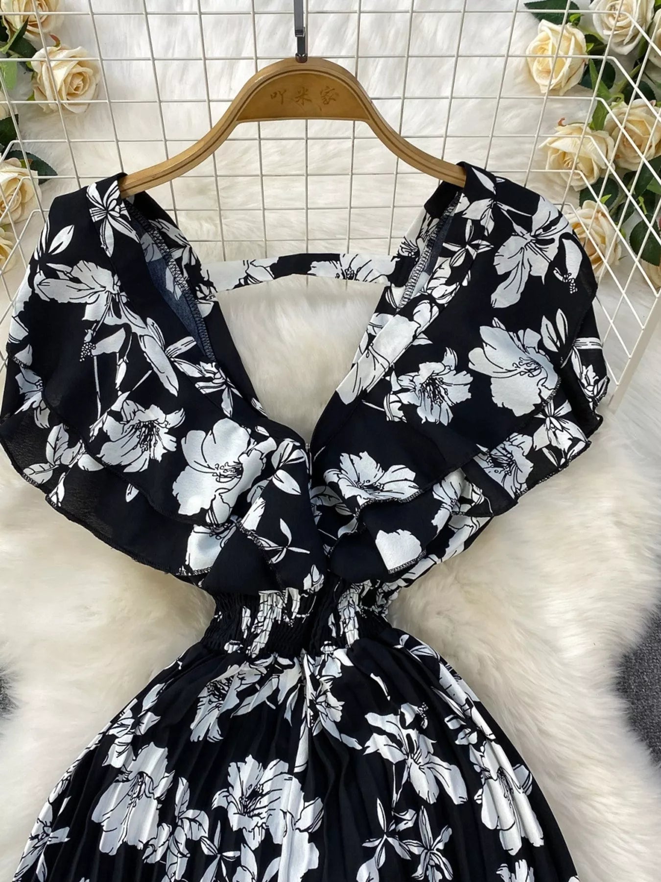 Floral Print Wide Leg Pleated Jumpsuit by Trendsi