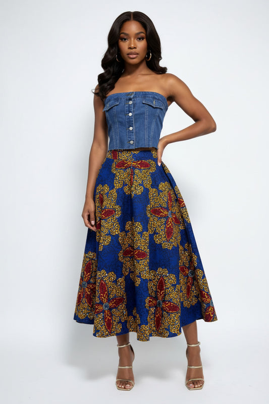 Button Front Denim Tube Top by Trendsi