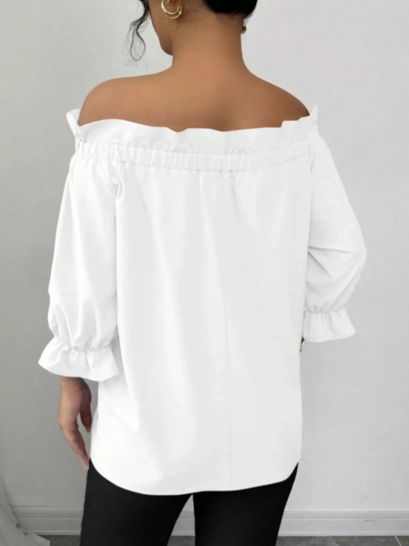 Bow Flounce Sleeve Blouse by Trendsi