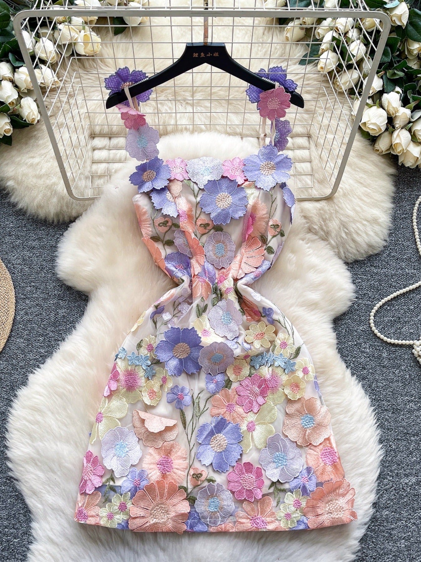 Floral Tie Waist Mini Dress by Trendsi