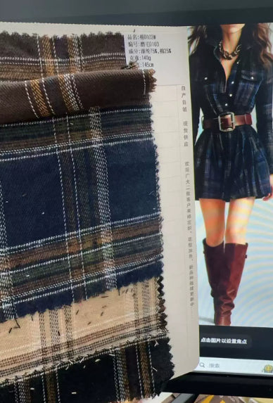 European And American Elegant Plaid Long Sleeve Short Dress Belt by Royal Closet