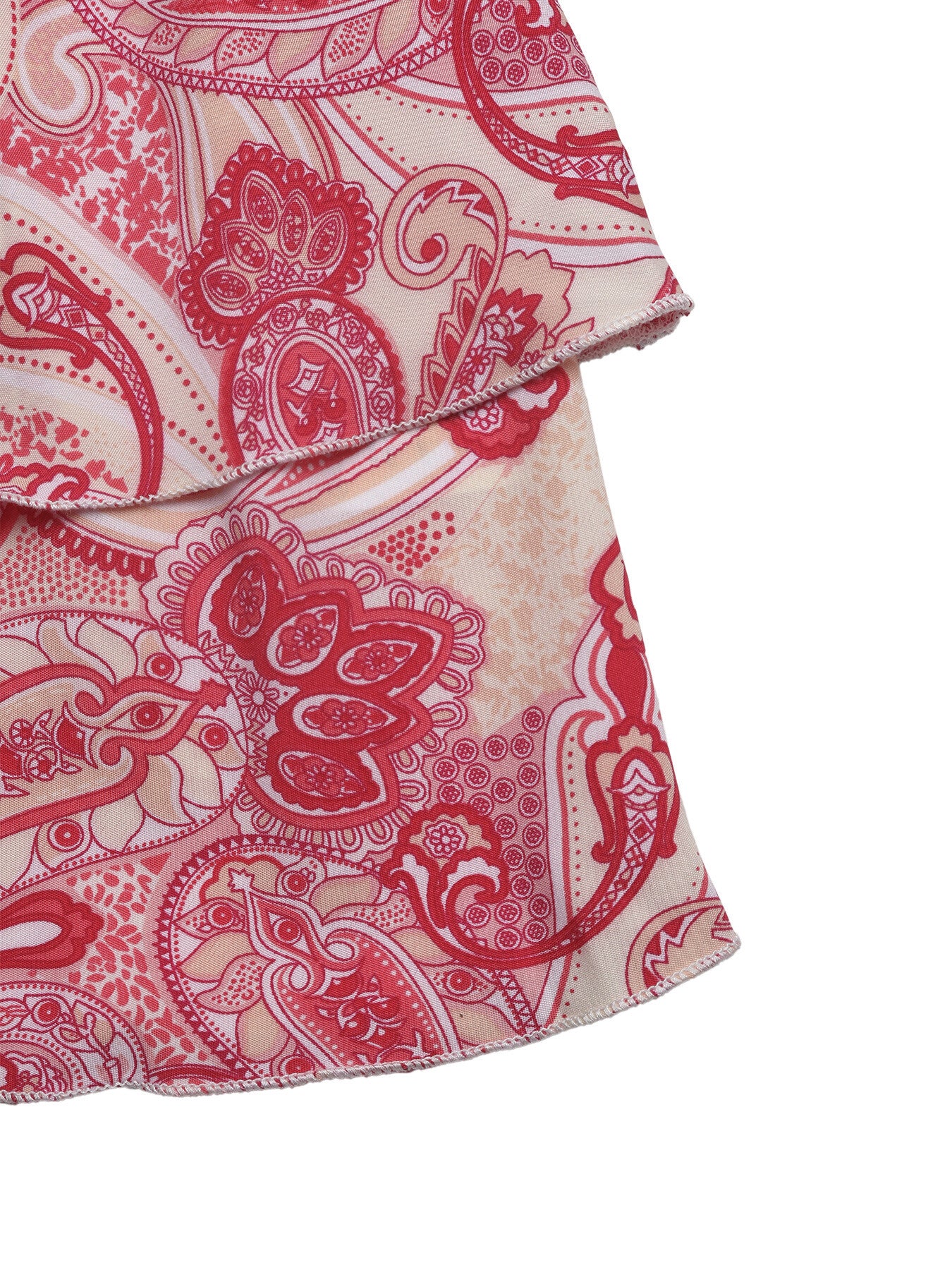 Womens Paisley Print Tube Top and Ruffle Mini Skirt Set by Trendsi