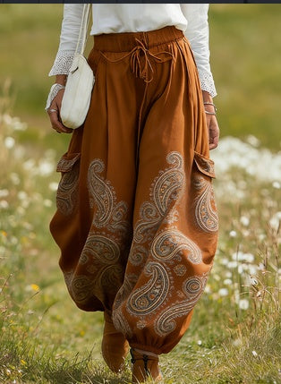 High-waisted, Drawstring Lantern Pants