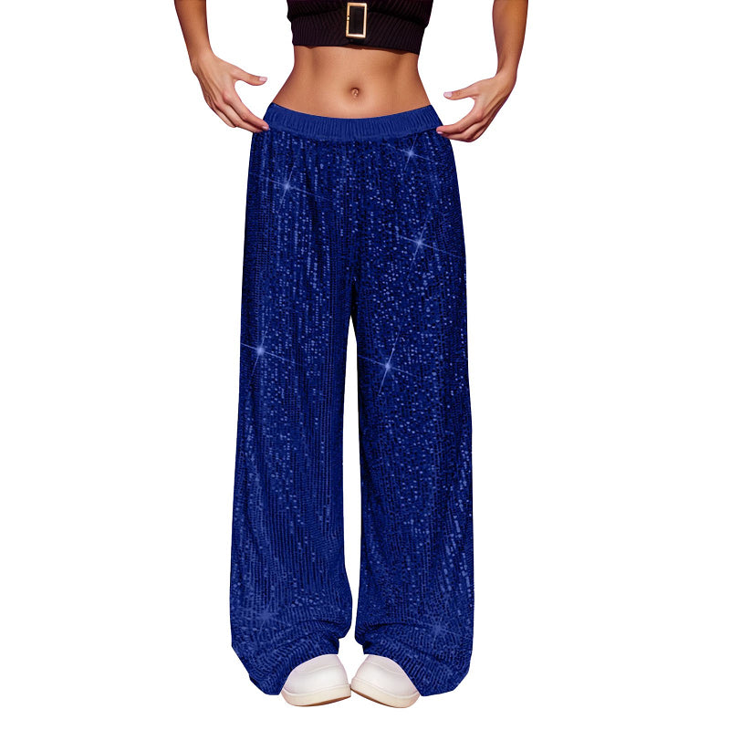 Fashionable Sequined High-waist Wide-leg Trousers Spring by Royal Closet
