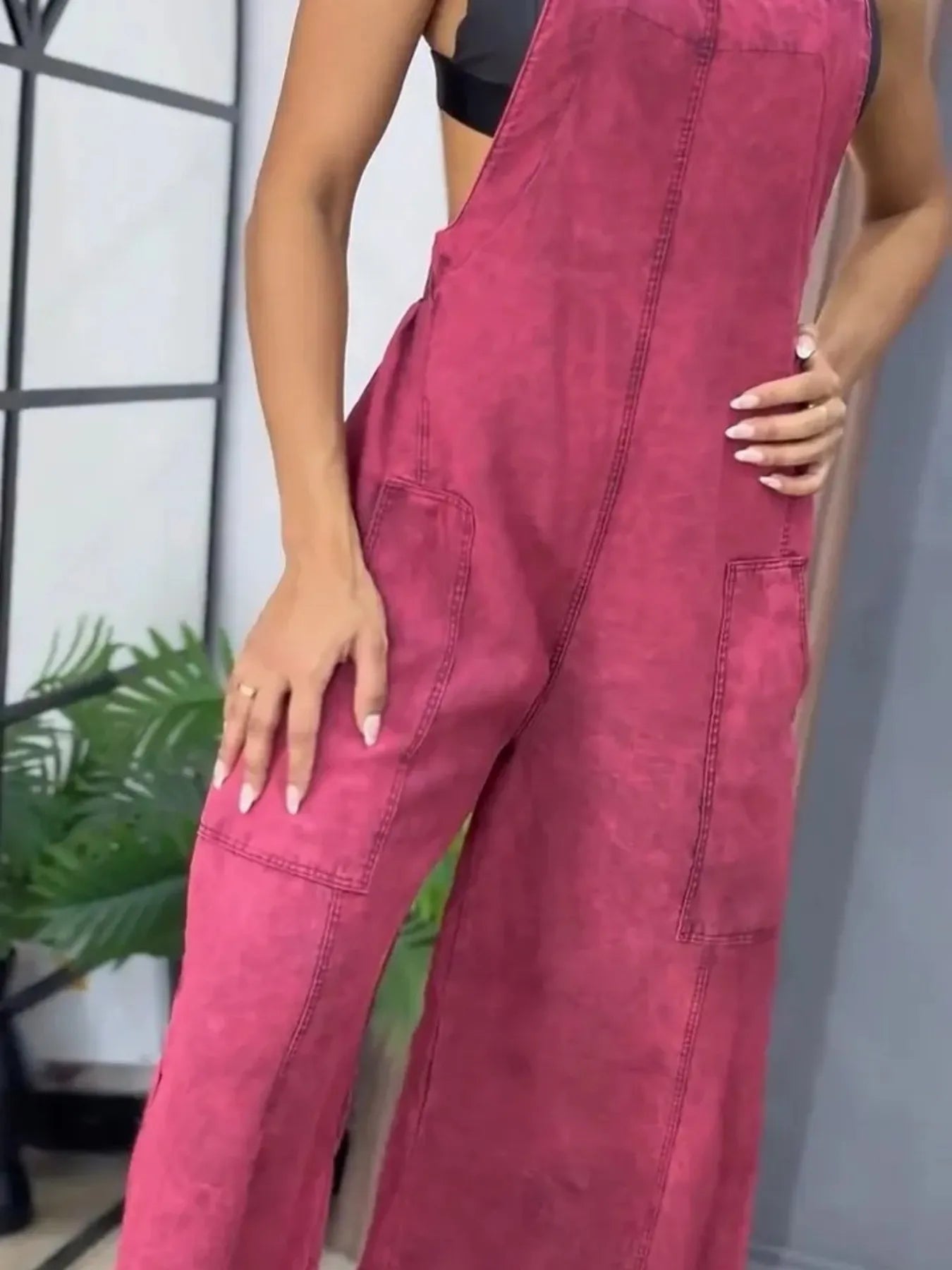 Full Size Wide Leg Washed Denim Overalls Plus Size by Trendsi