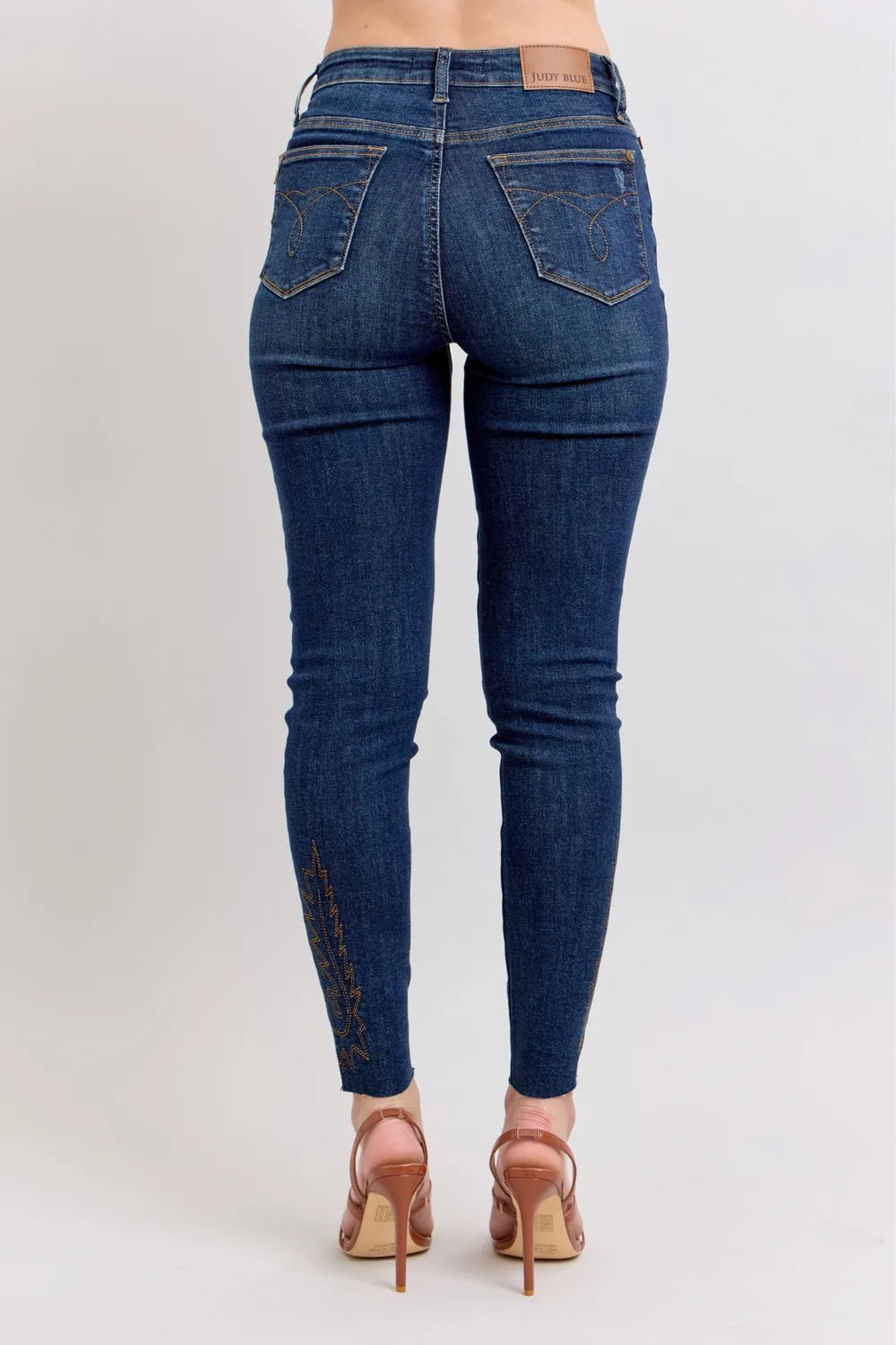 Judy Blue Full Size Embroidered High Rise Skinny Jeans Plus Size by Trendsi