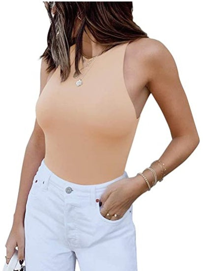 ReoRia Womens Sexy Sleeveless Racer Back Halter Neck Bodysuit by Royal Closet
