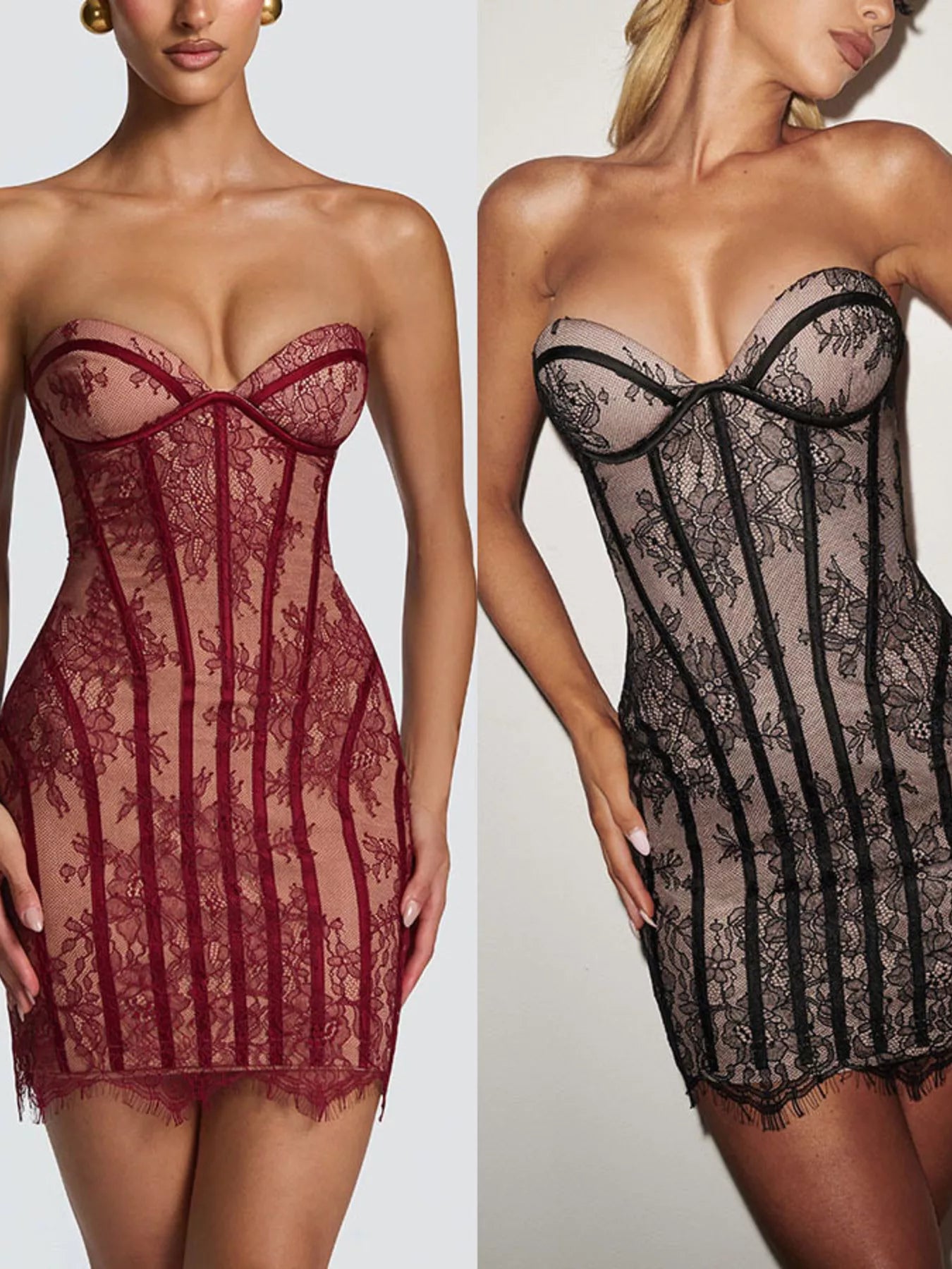 Lace Detail Tube Mini Dress by Trendsi