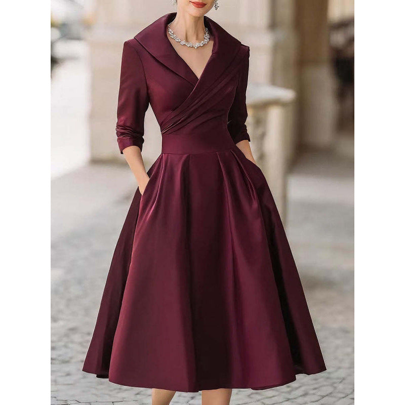 Elegant Formal Waist-tight Dress Slimming Elegant Long Sleeve
