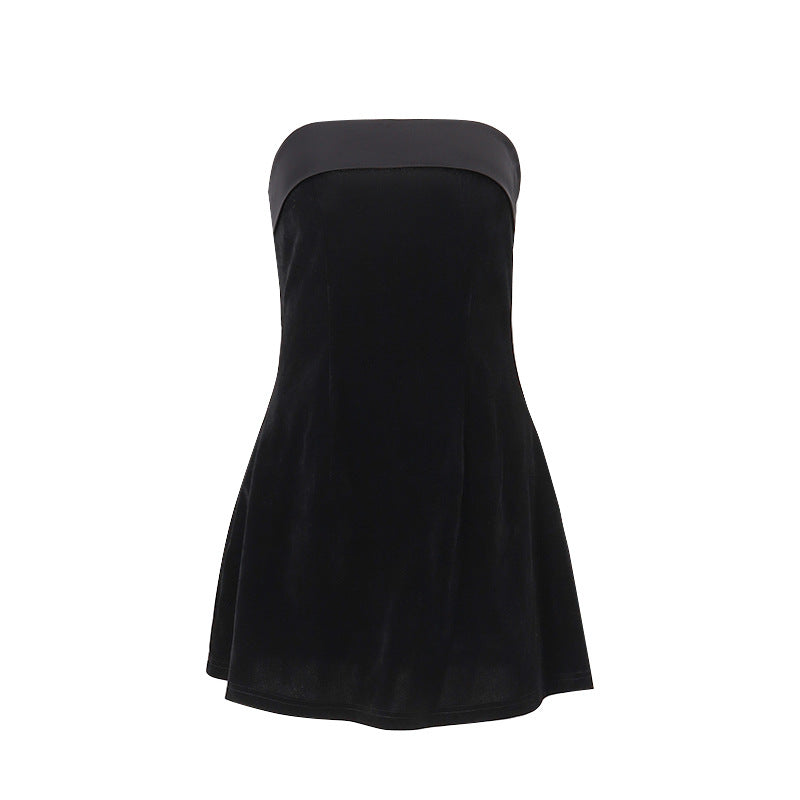 Ins Slim Tube-top Dress Fashion Zipper A-line Short Dresses Party Evening Clothing For Women by Royal Closet