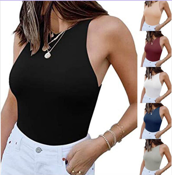 ReoRia Womens Sexy Sleeveless Racer Back Halter Neck Bodysuit by Royal Closet