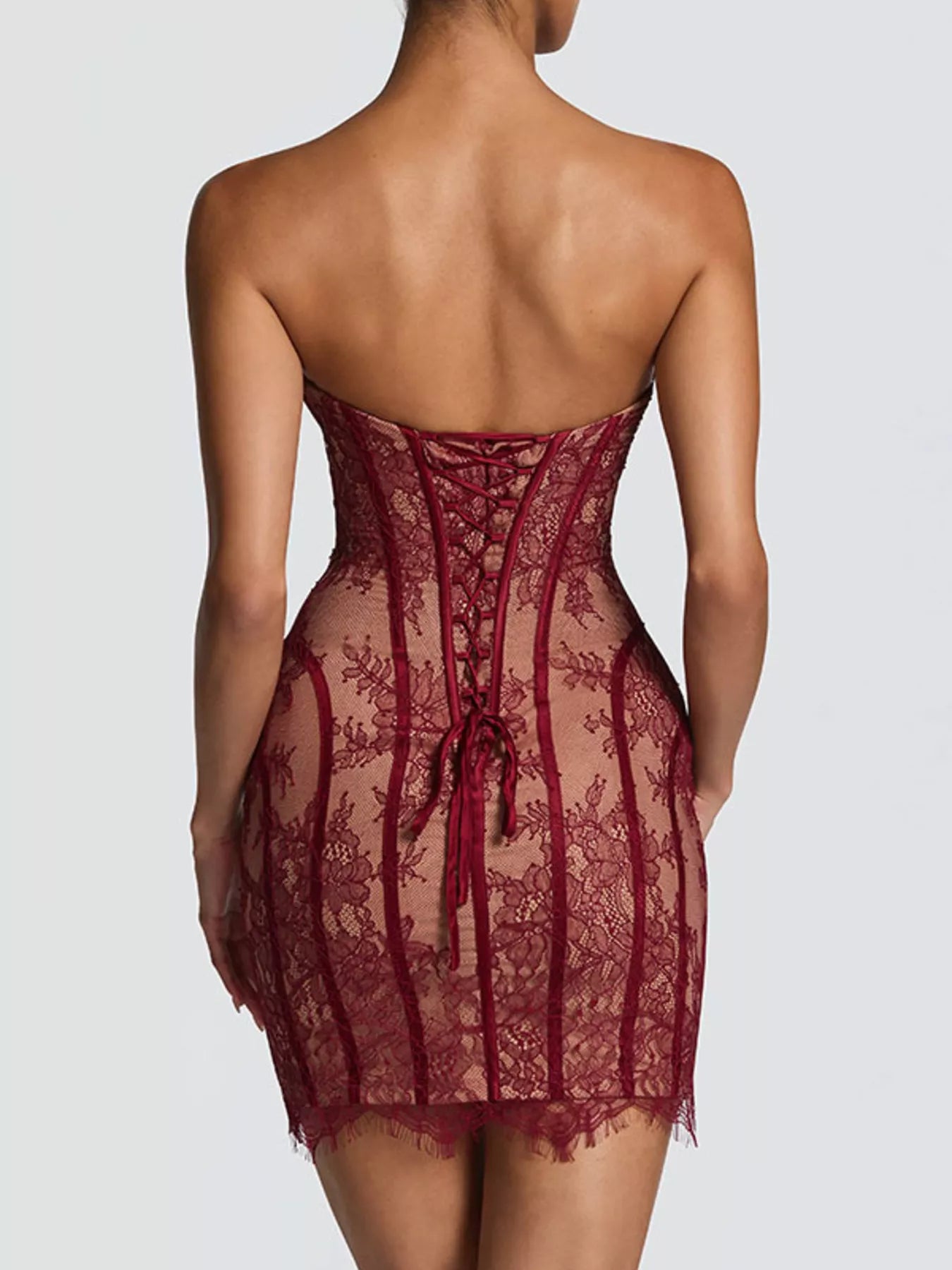Lace Detail Tube Mini Dress by Trendsi
