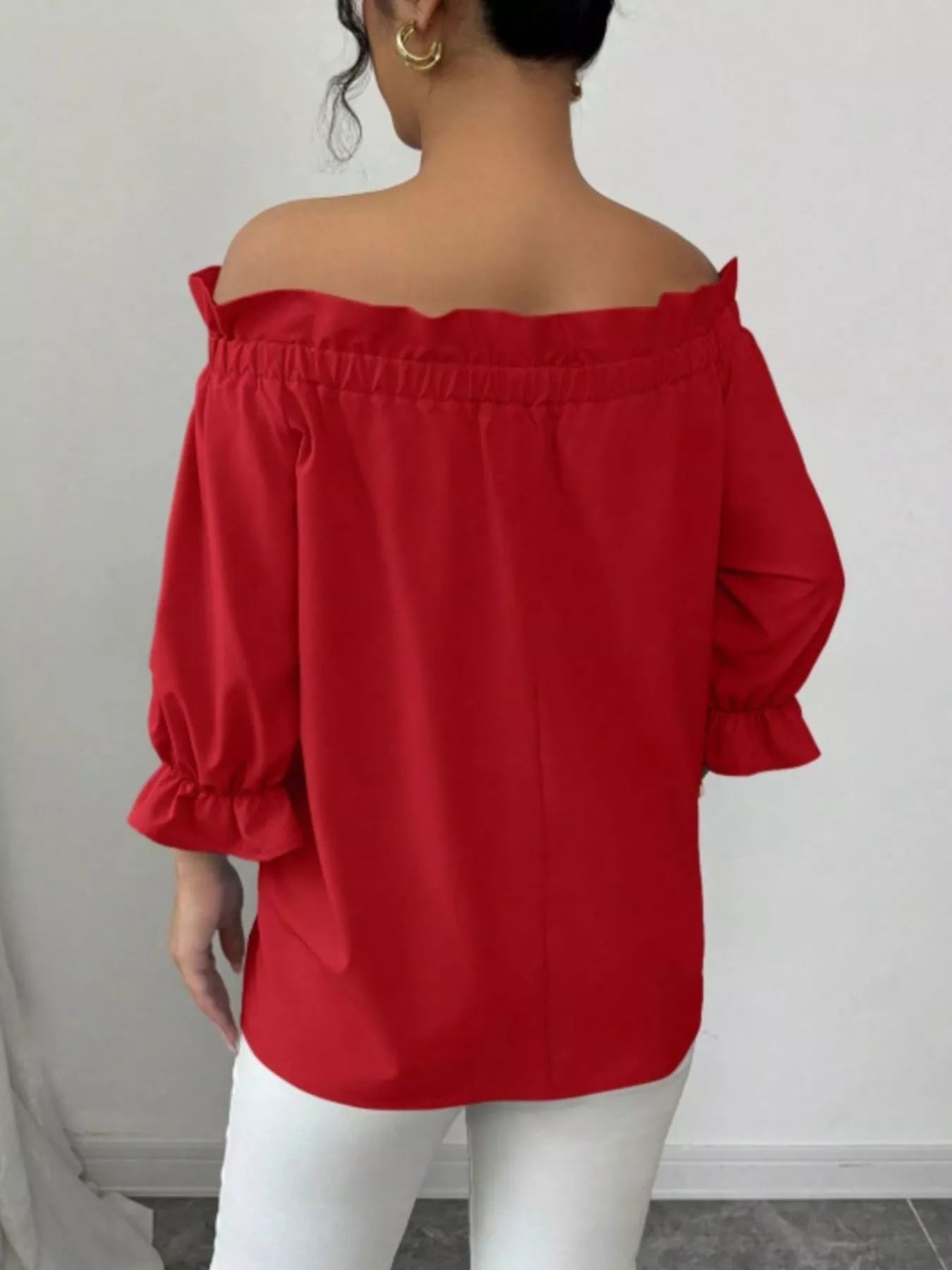 Bow Flounce Sleeve Blouse by Trendsi