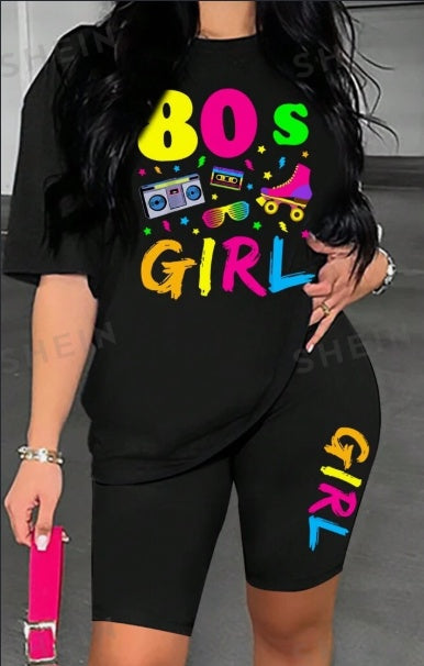 Women's Letter Printed T-Shirt And Shorts Set by Royal Closet