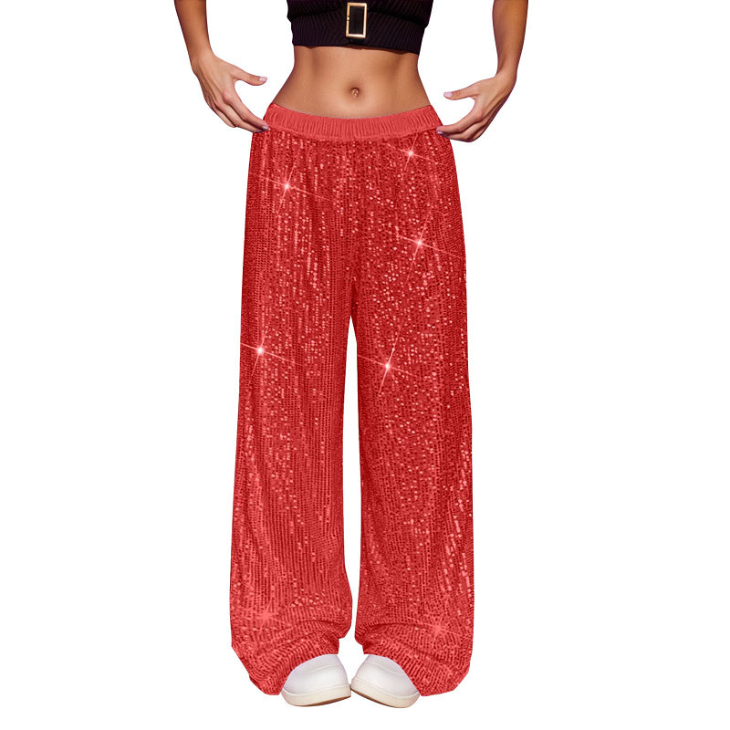 Fashionable Sequined High-waist Wide-leg Trousers Spring by Royal Closet